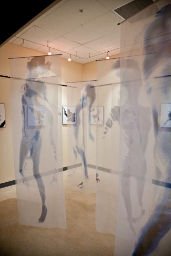 Art exhibition with inkjet printed fabric