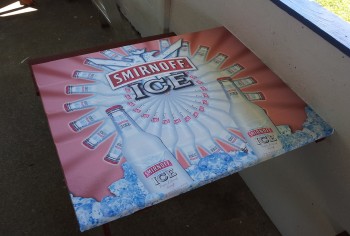Wrapping tabletops to promote a brand