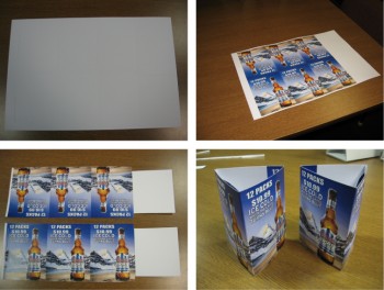 Three sided table tents for tabletop point of sale promotions
