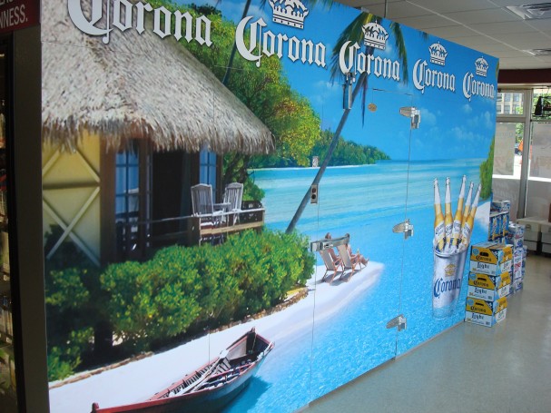 Printing cooler wraps for liquor stores