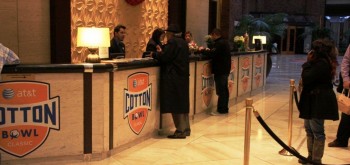 Branding a hotel lobby with large signs