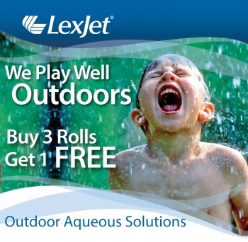 Buy 3 rolls of LexJet outdoor aqueous inkjet media and get another free