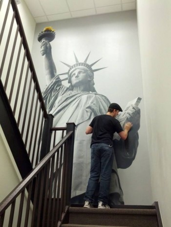 Applying a Large Wall Mural