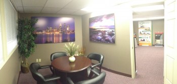 It's a natural progression from Spectra Imaging's new showroom into the conference room.